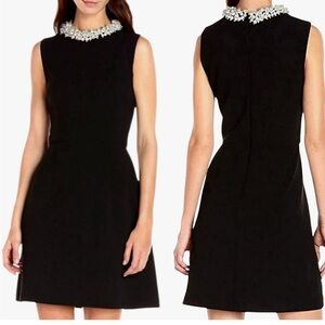 BETSEY JOHNSON Pearl Embellished Crepe A-line Dress - Size 6